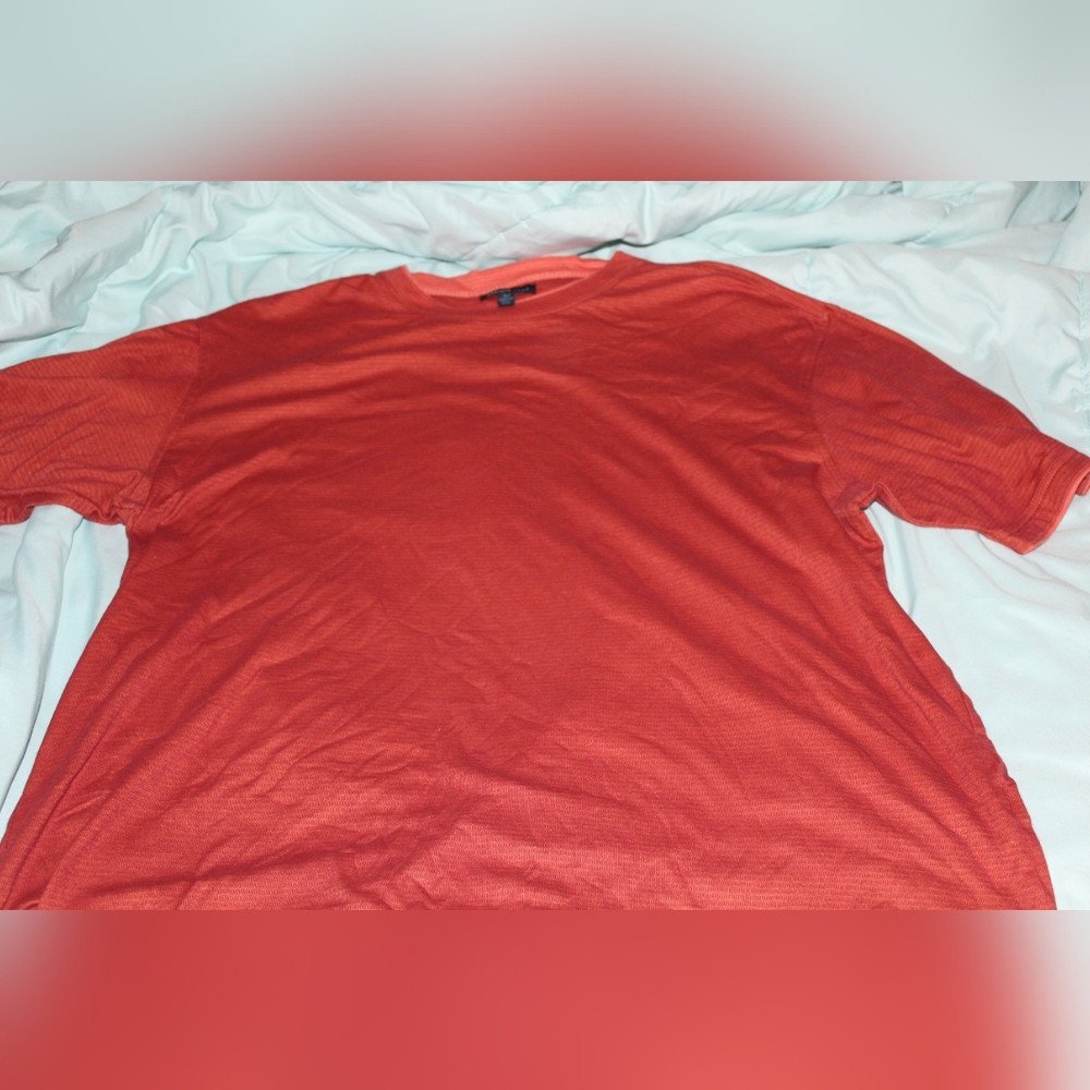 Nice Van Heusen Men's Size X-Large tall Studio Mock-Layer Crew orange T-Shirt